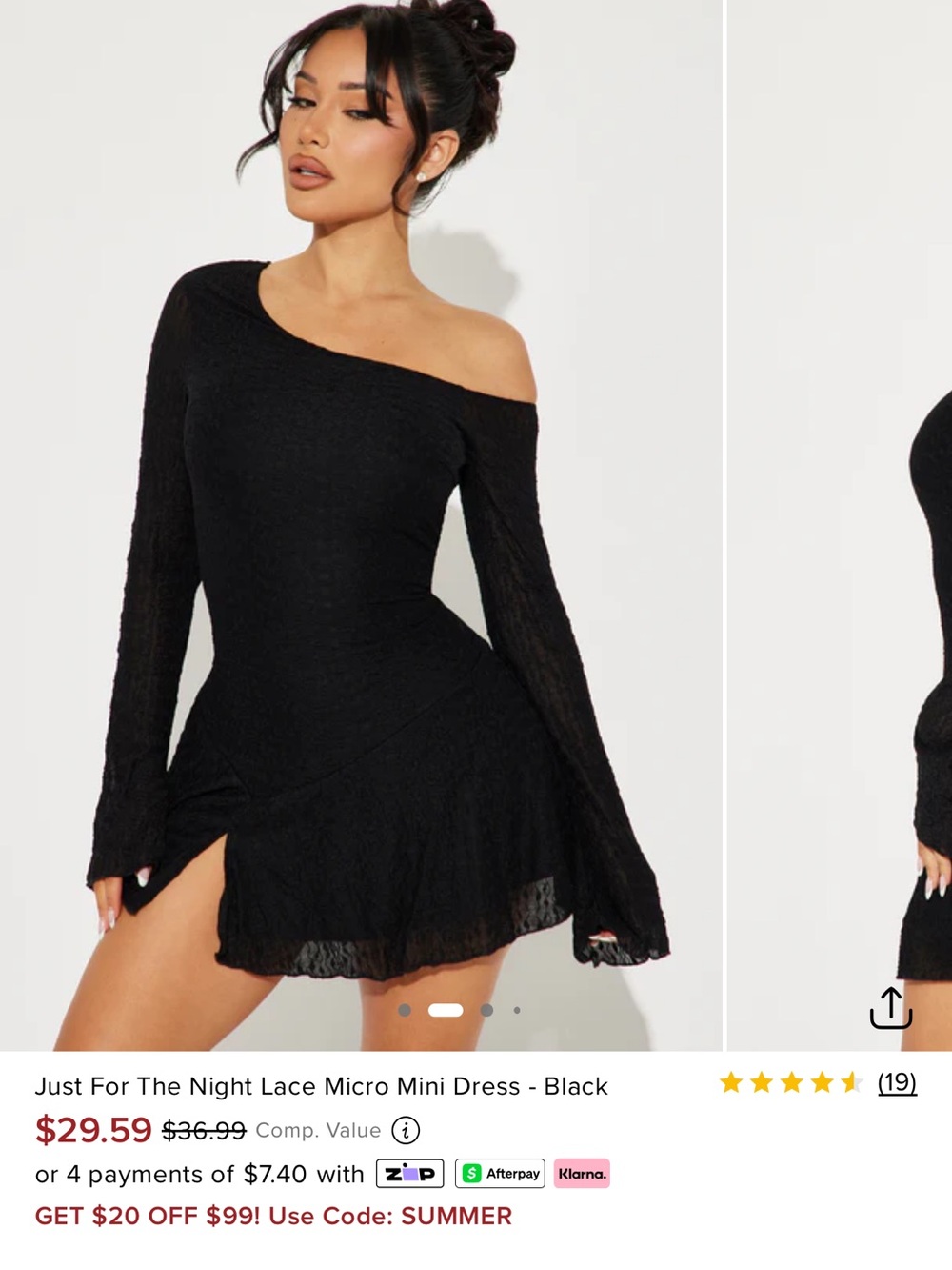 Fashion Nova Black One-Shoulder Lace Micro Mini Dress